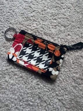 Vera Bradley Floral Zip ID Wallet - Black, Orange, Pink